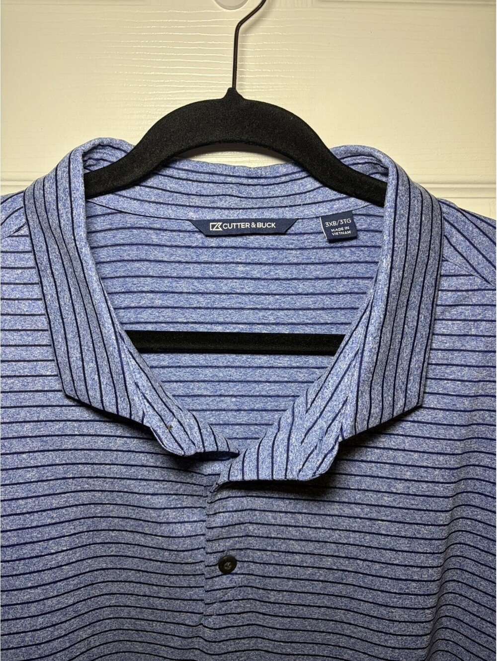 Cutter & Buck Men’s Striped Polo Shirt Big Size 3XL Dark Heather Blue - Picture 2 of 3